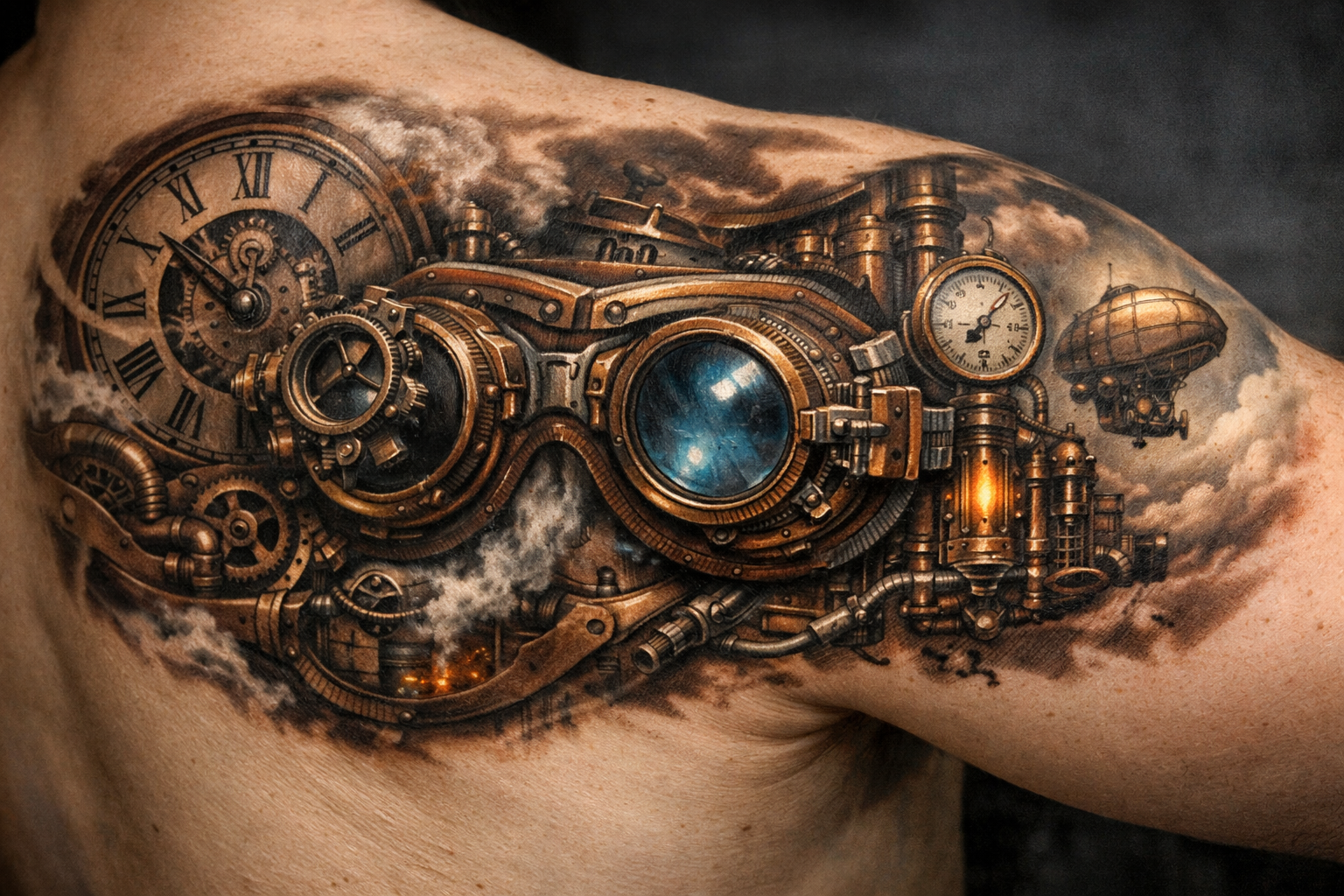 Тату в стиле стимпанк