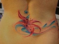 Тату цветок и узор вокруг туловища