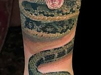 Тату змея на ноге
