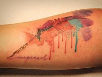 тату перо акварель