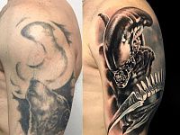 Кавер ап тату Чужой