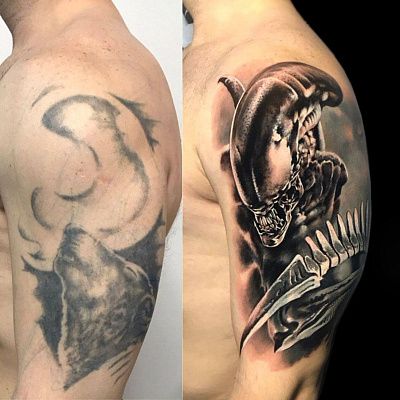 Кавер ап тату Чужой