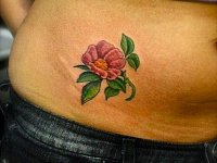 Тату цветок на животе