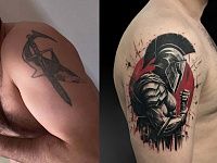 Перекрытие тату спартанец