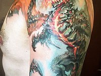 Тату цветной дракон
