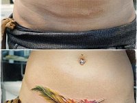 Тату перо на шраме