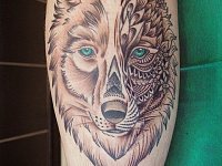 Тату волк в графике