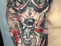 Тату морда волка