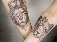 Парная тату лев и львица