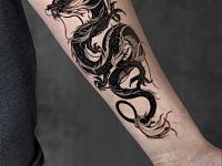 Тату в виде дракона предплечье