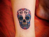 Тату цветная сахарная голова