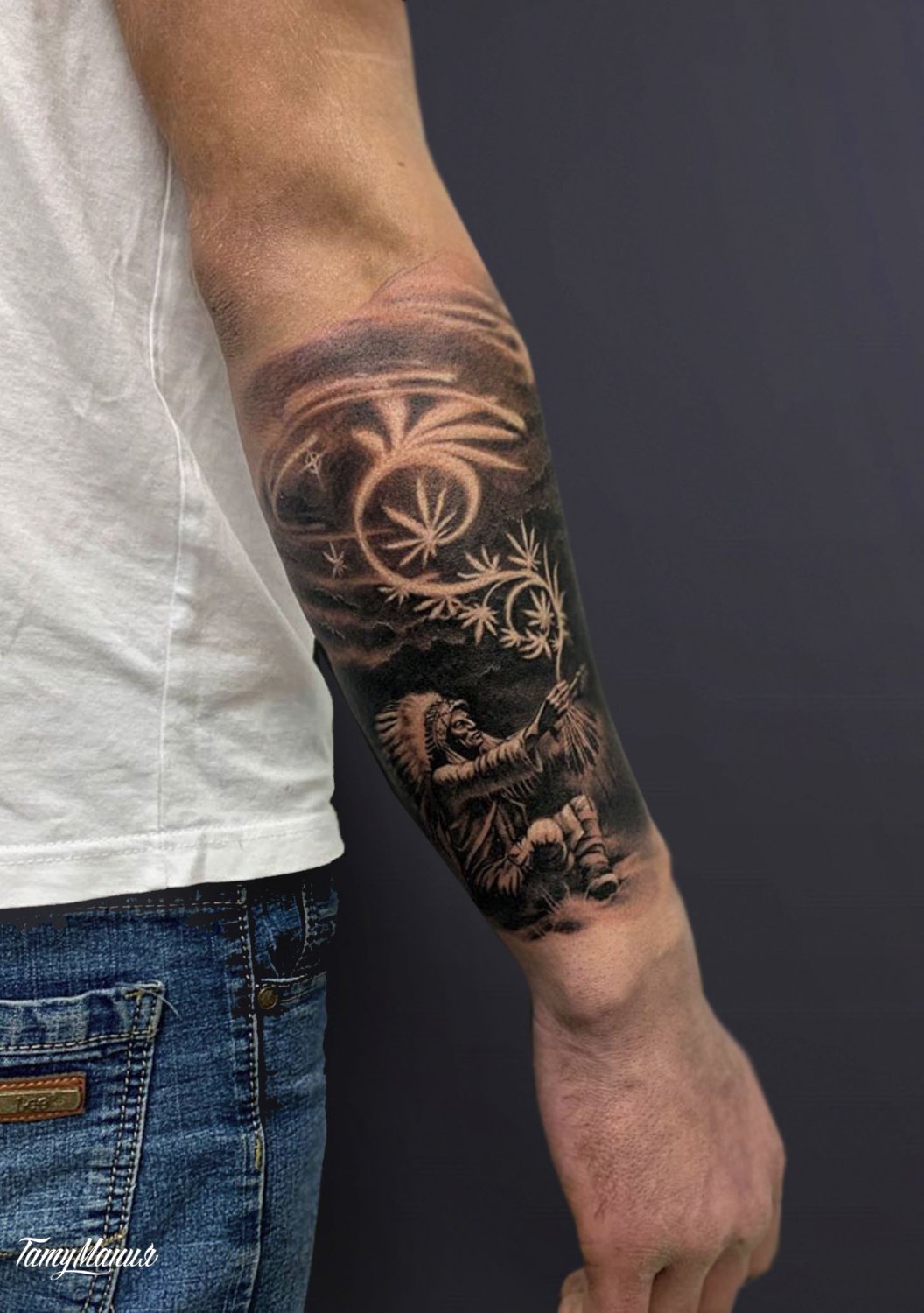 Тату индеец на руке