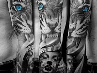 Тату рукав с тигром