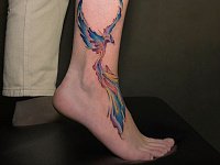 Тату феникс на щиколотке