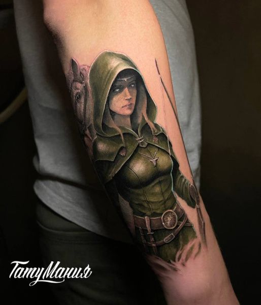 Тату девушка-рыцарь