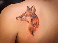 Тату лиса на лопатке