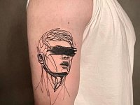 Тату портрет лайнворк