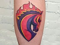 Тату эмблема ЦСКА на икре