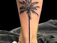 Тату пальма на ноге