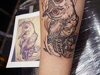 Татуировка филин на руке