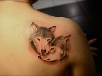 тату волк и волчица