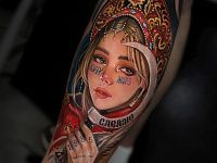 Тату портрет девушки в кокошнике