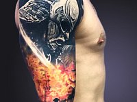 Тату самурай и пламя
