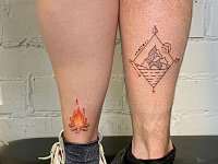 Парные тату огонь и горы
