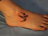 тату ласточка на стопе