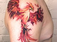 Татуировка феникс на плече