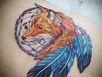 Тату лиса с ловцом снов