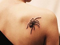 Тату паук 3d на лопатке