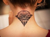 Татуировка дотворк на шее