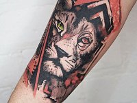 Тату кот-лев треш полька