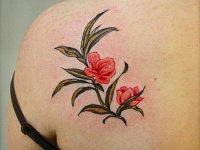 тату цветок на лопатке