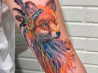 Тату лисица на предплечье