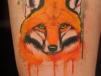 Татуировка на бедре лиса