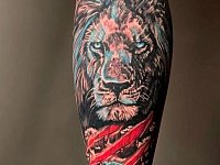 Тату лев треш-полька