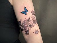 Тату бабочка и астра
