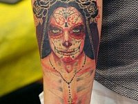 Тату портрет в стиле Чикано