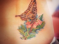 Тату бабочка на цветке