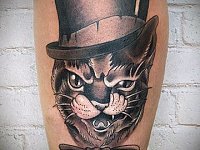 Тату кот в шляпе