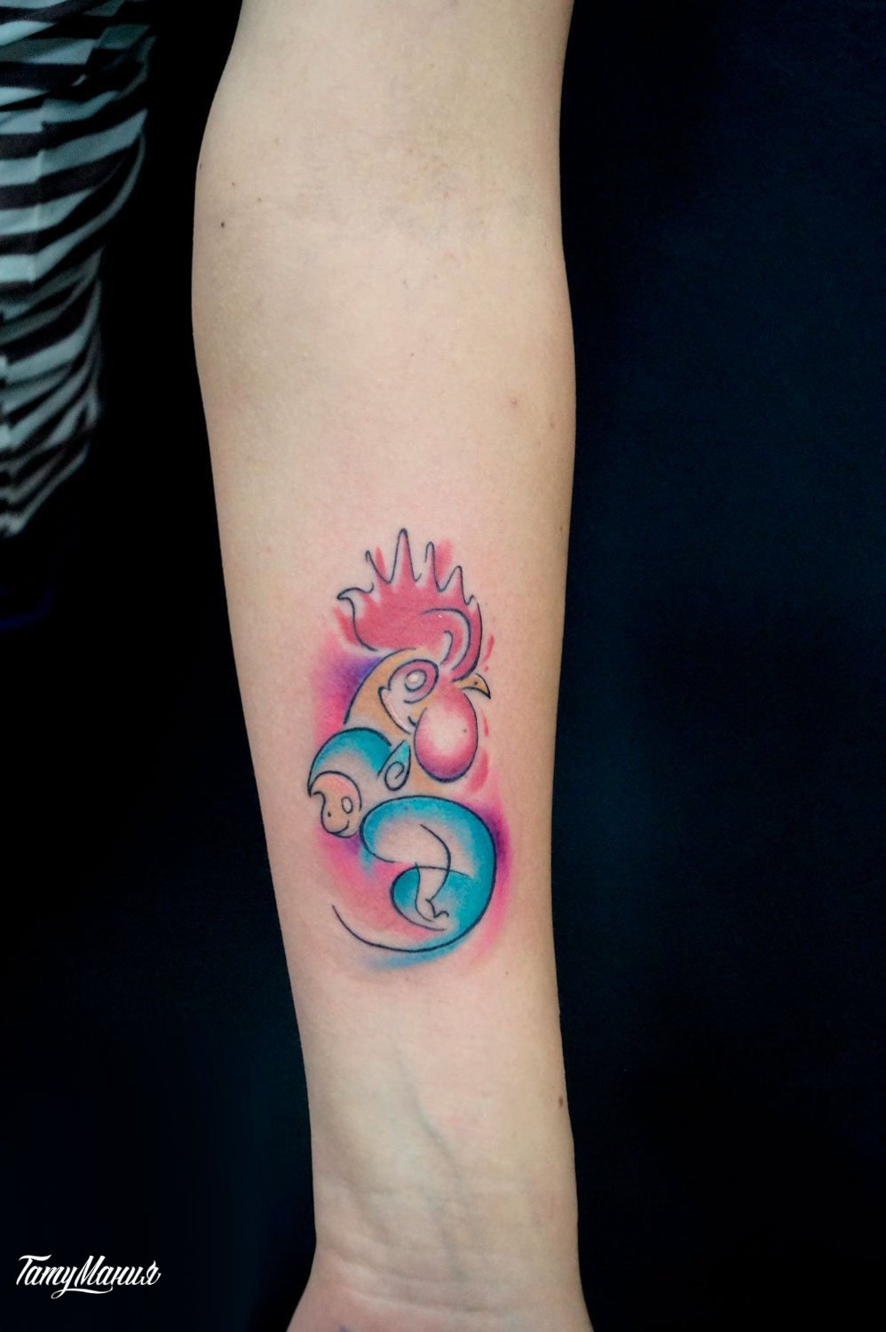 Тату петух и обезьяна