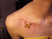 Тату бабочка на ключице