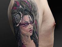 Татуировка девушка индеец