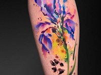 Тату ирис акварель