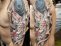 тату белый японский карп