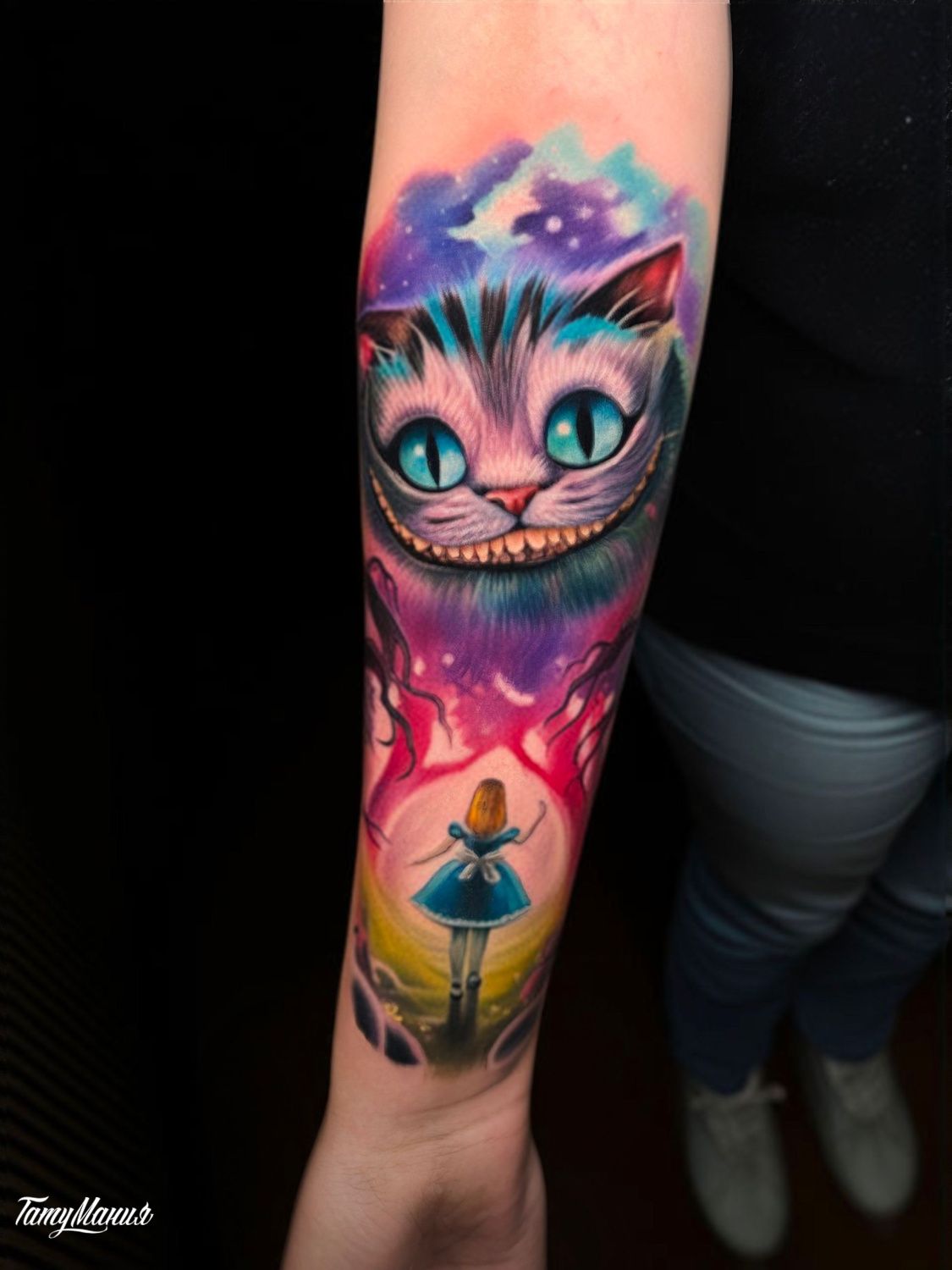 Тату чеширский кот и Алиса