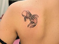 Тату рыбка на лопатке