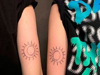 Парная тату солнце и луна